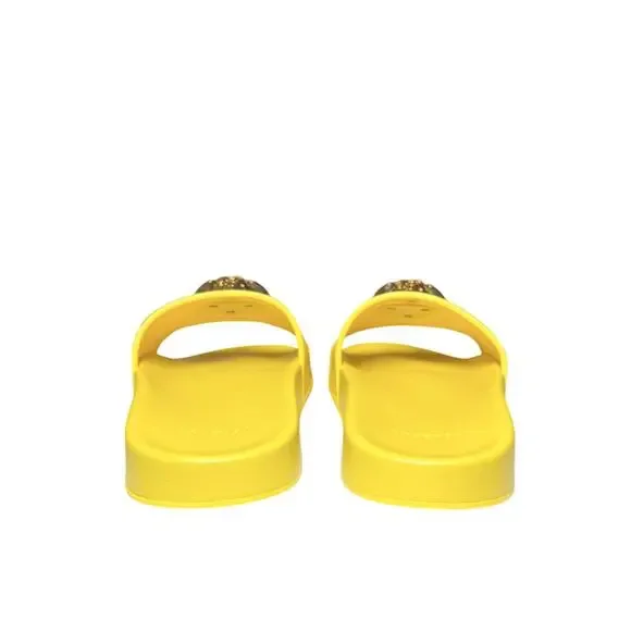 VERSACE NIB Palazzo Medusa Sun Yellow Rubber Pool Slides  display picture 3